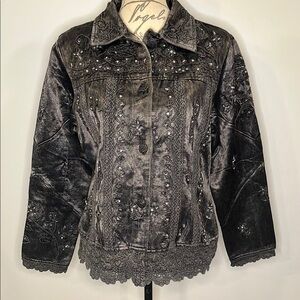 Vintage Flashback embellished jacket with embroidery beading crochet sheen M